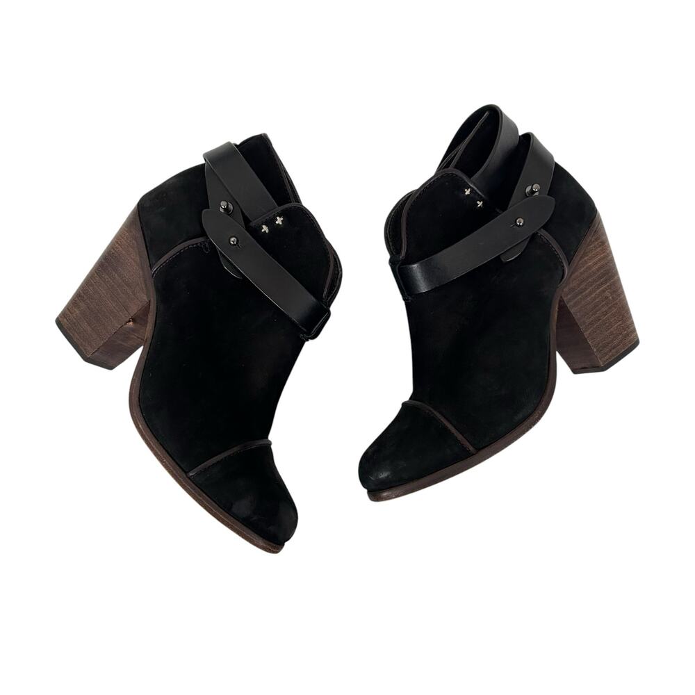 Rag & Bone Harrow Black Leather Suede Heeled Boots Sz 7